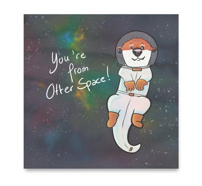 Handgemaakte wenskaart - Otter Space - Mags Up Your Mind